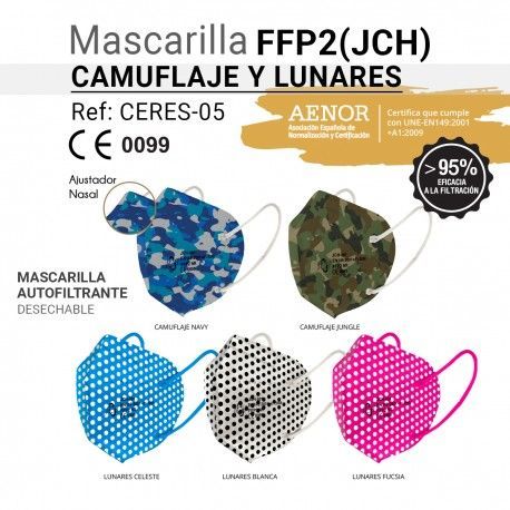 MASCARILLA CAMUFLAJE Y LUNARES FFP2 (JCH) AUTOFILTRANTE