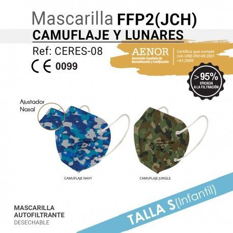 MASCARILLA CAMUFLAJE Y LUNARES FFP2 (JCH) AUTOFILTRANTE