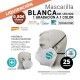 MASCARILLA BLANCA CON 1 GRABACIÓN A 1 COLOR PROTECCION HIDROFUGA Y ANTIBACTERIA LAVABLE REUTILIZABLE UNE-0065