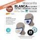  MASCARILLA CON BIES HIGIENICA REUTILIZABLE UNE-EN14683 Y UNE-0065 BLANCA 1 GRABACION A 1 COLOR
