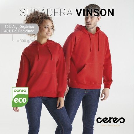 SUDADERA VINSON 60% ALG. ORGÁNICO 40% POLIÉSTER RECICLADO UNISEX