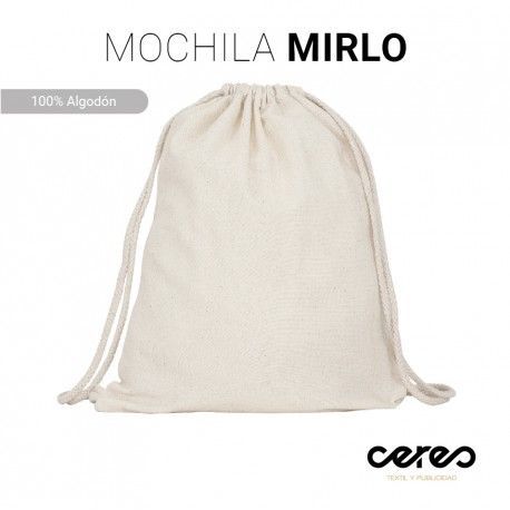 MOCHILA GYMSACK MIRLO 100% ALGODÓN