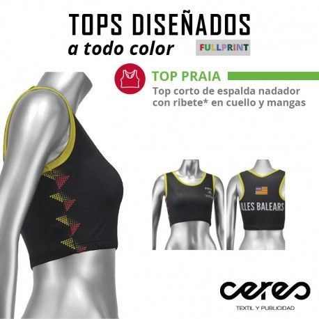 TOP CORTO PRAIA FULL PRINT ESPALDA DE NADADOR CERES TEXTIL
