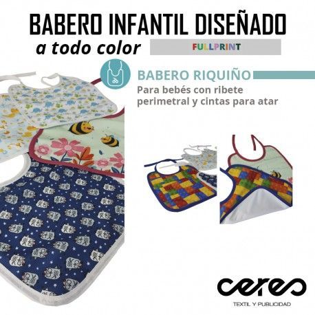 BABERO INFANTIL RIQUIÑO FULL PRINT BARATO CERES TEXTIL Y PUBLICIDAD