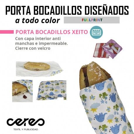 PORTA BOCADILLOS XEITO  FULL PRINT CERES TEXTIL Y PUBLICIDAD
