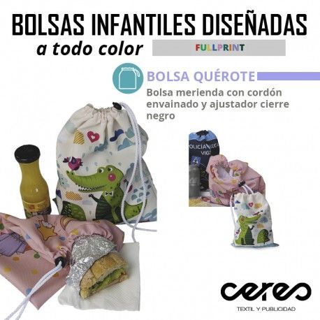 BOLSA QUÉROTE INFANTIL  FULL PRINT CERES TEXTIL Y PUBLICIDAD