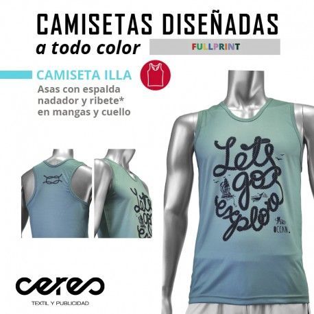 CAMISETA TÉCNICA atletismo ILLA FULL PRINT ASAS nadadora Y ESPALDA DE NADADOR CERES TEXTIL y publicidad