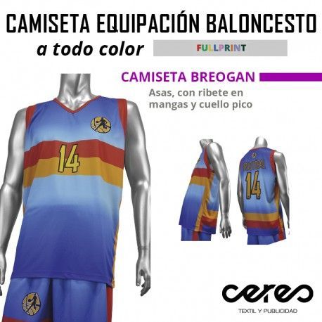 CAMISETA EQUIPACION BALONCESTO BREOGAN FULL PRINT CERES TEXTIL y publicidad