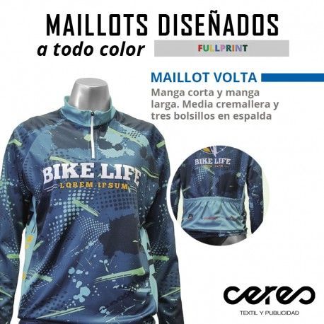 MAILLOT CILISMO VOLTA FULL PRINT M/LARGA     barata ceres textil y publicidad