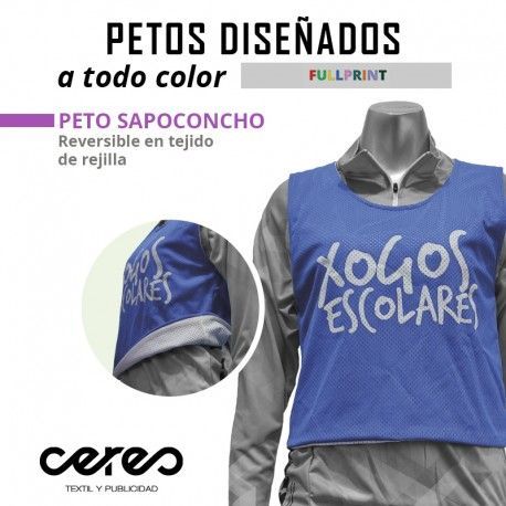 PETO REVERSIBLE SAPOCONCHO FULL PRINT CERES TEXTIL Y PUBLICIDAD